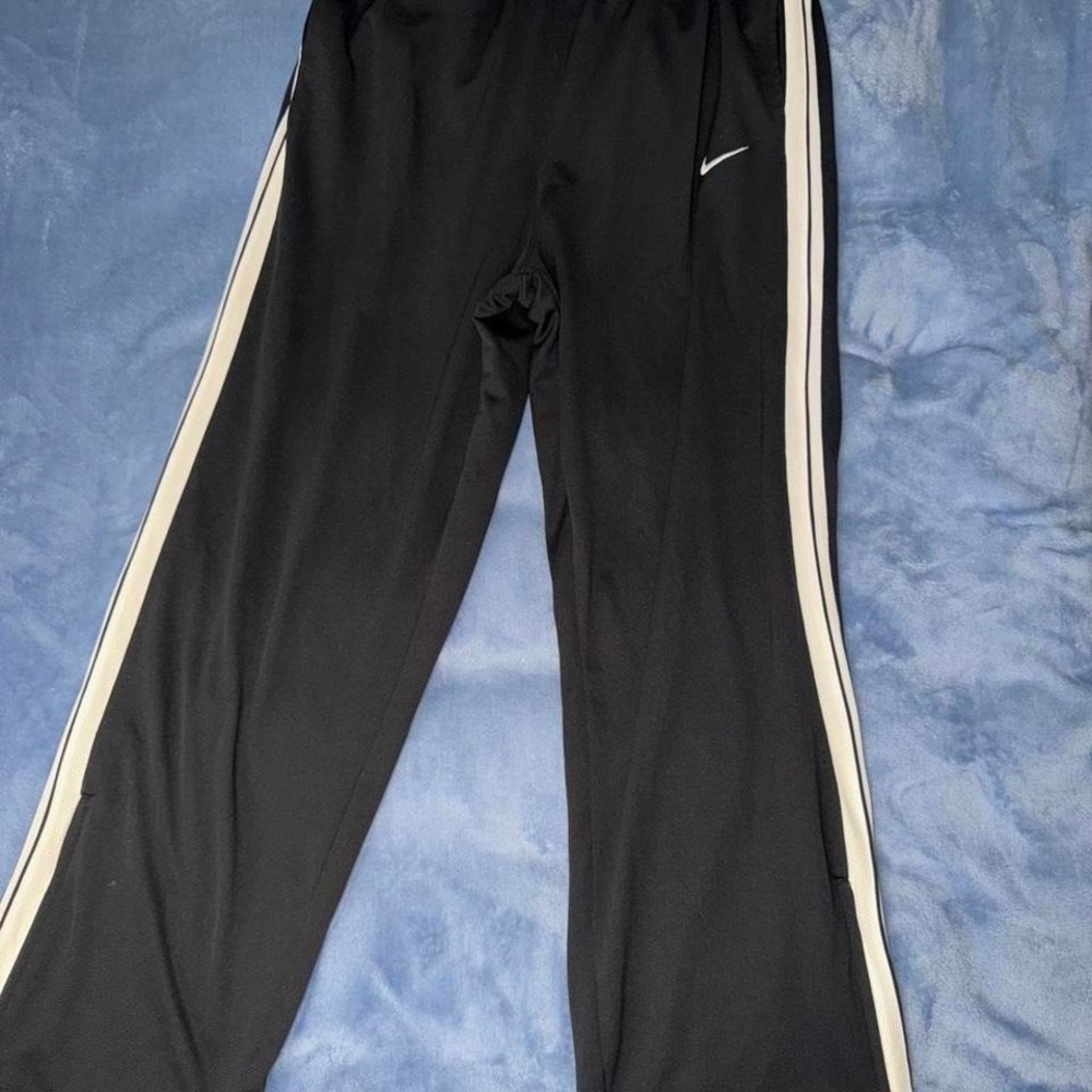 Nike Basketball Pants Men size xl Black White Striped Ankle‎ Zip Sweatpants Y2K